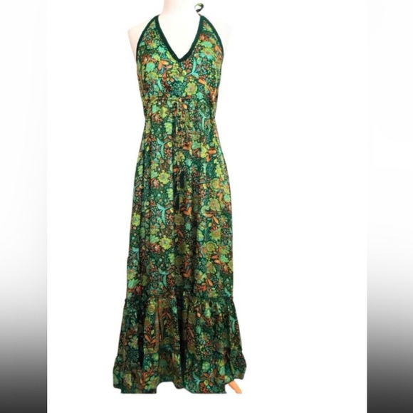 Floral Green Halter Maxi Dress NWT - Picture 5 of 11